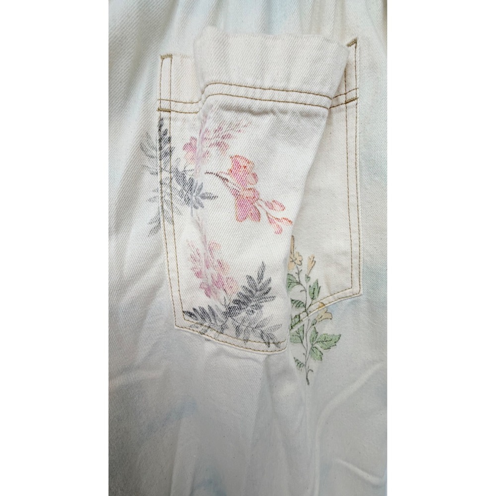 Pilcro Scenic Print Wide Leg Pull On High Rise Denim Pant Womens XL Cream Blue - Picture 10 of 13
